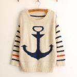 Pullover Navy Anchor Stripe Mohair Sweater