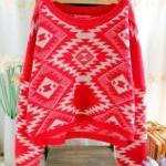 Red Retro Pullovers Bat Sl..