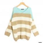 Stripe Matching Color Loose All-match Long Sweater