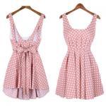 Three Color Dot Backless Bowknot Dress