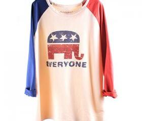 Elephant USA Flag Loose Baseball T-shirt For Women
